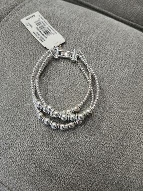 Silver Toned Beaded Multi-Strand Bracelet BRAND NEW